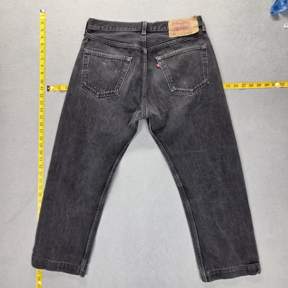 Vintage Levis 501 Jeans Mens Black Straight Made In USA‎ Button Fly Fits 30x24